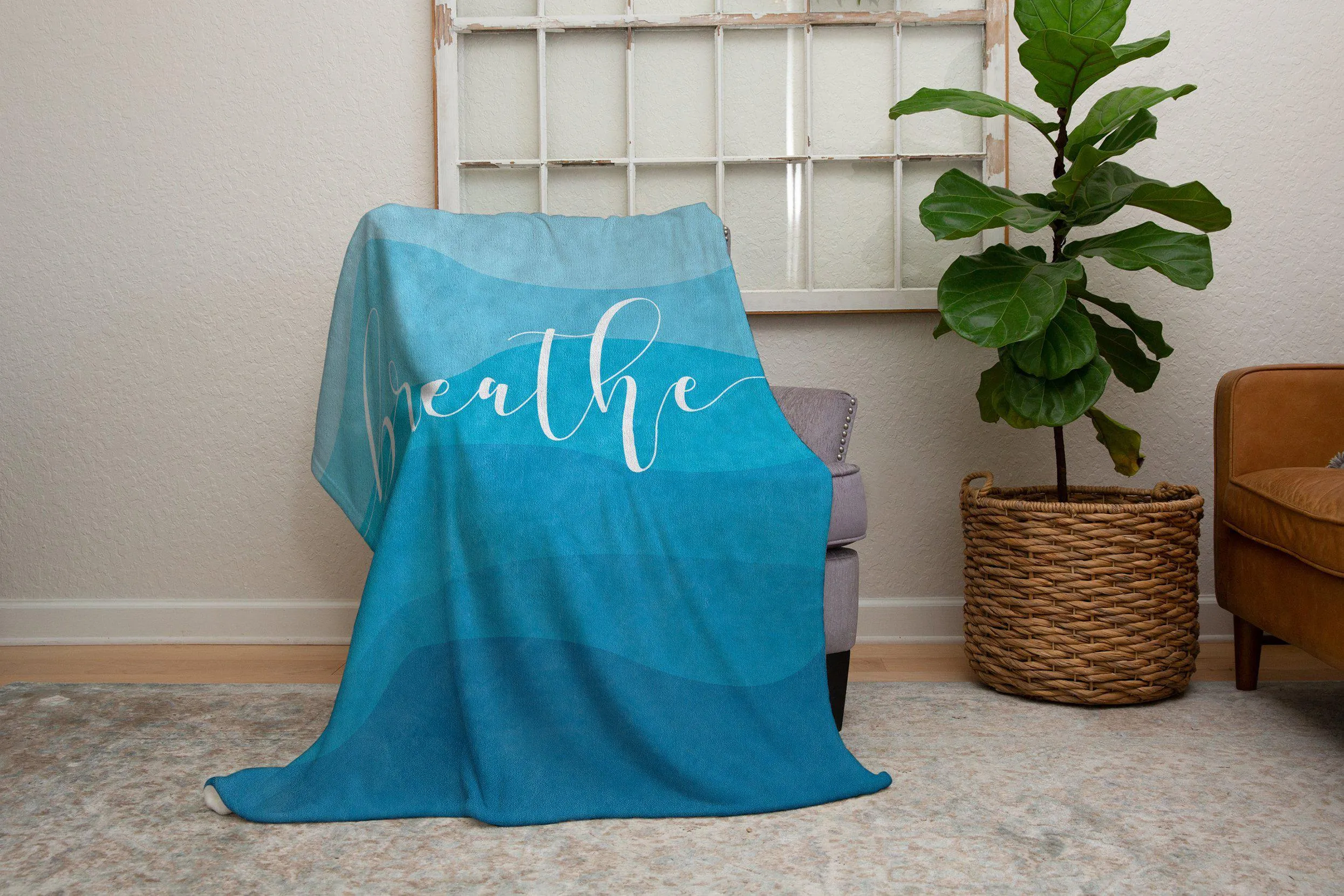 Breathe Aqua Teal Wave Blanket