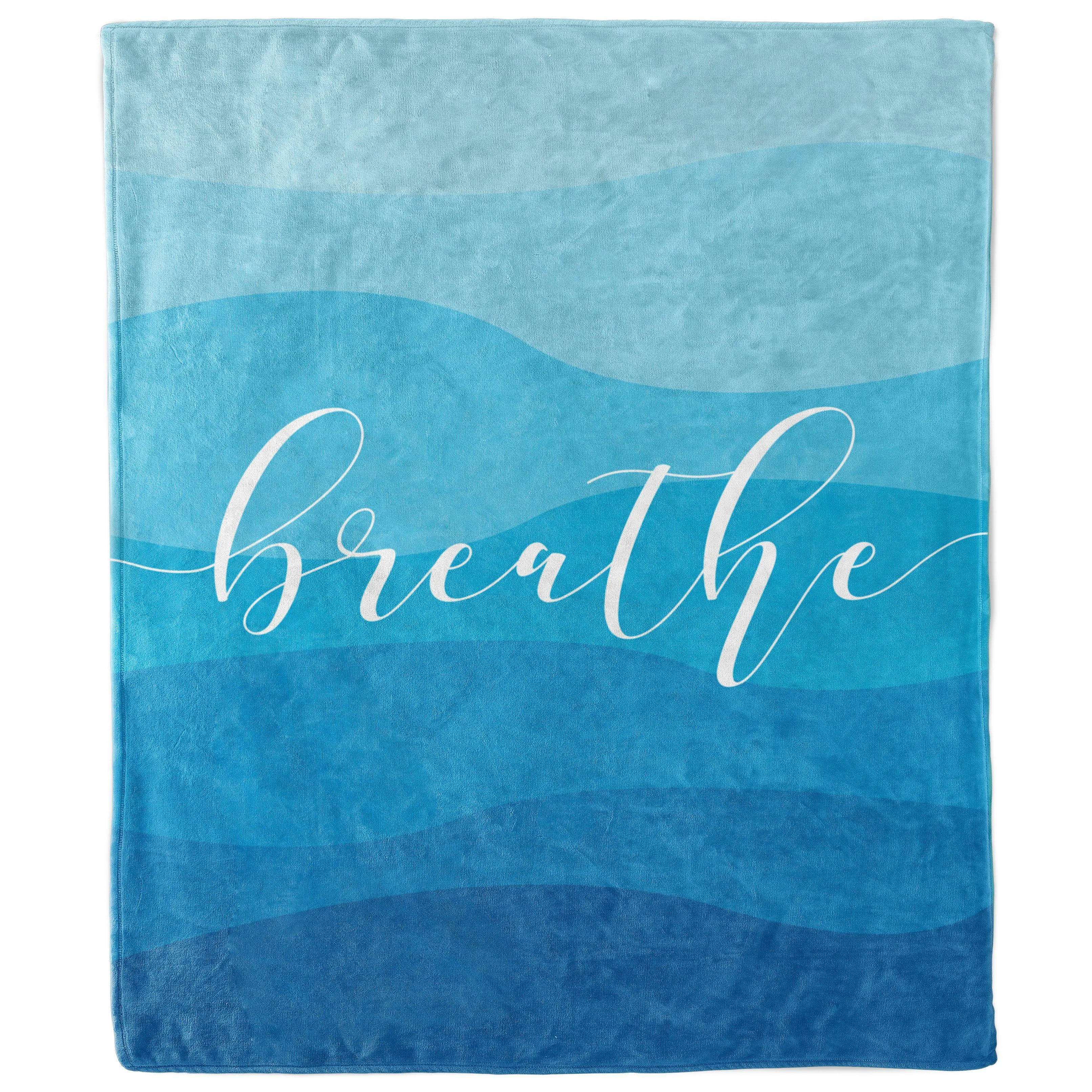 Breathe Aqua Teal Wave Blanket