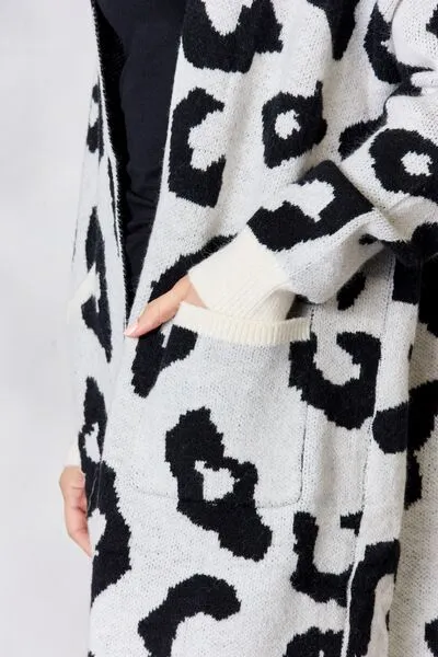 Brenner Leopard Open Front Cardigan