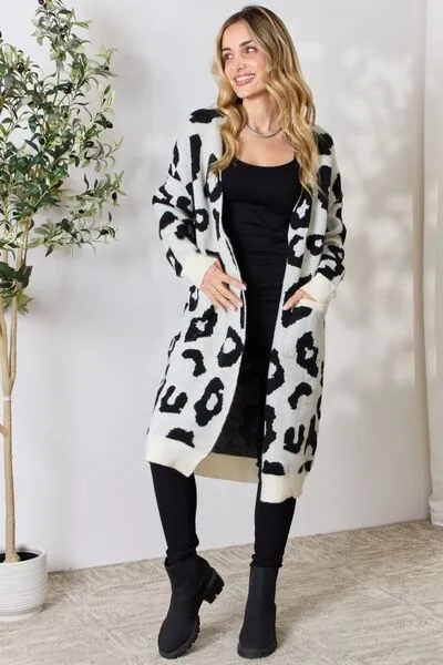 Brenner Leopard Open Front Cardigan