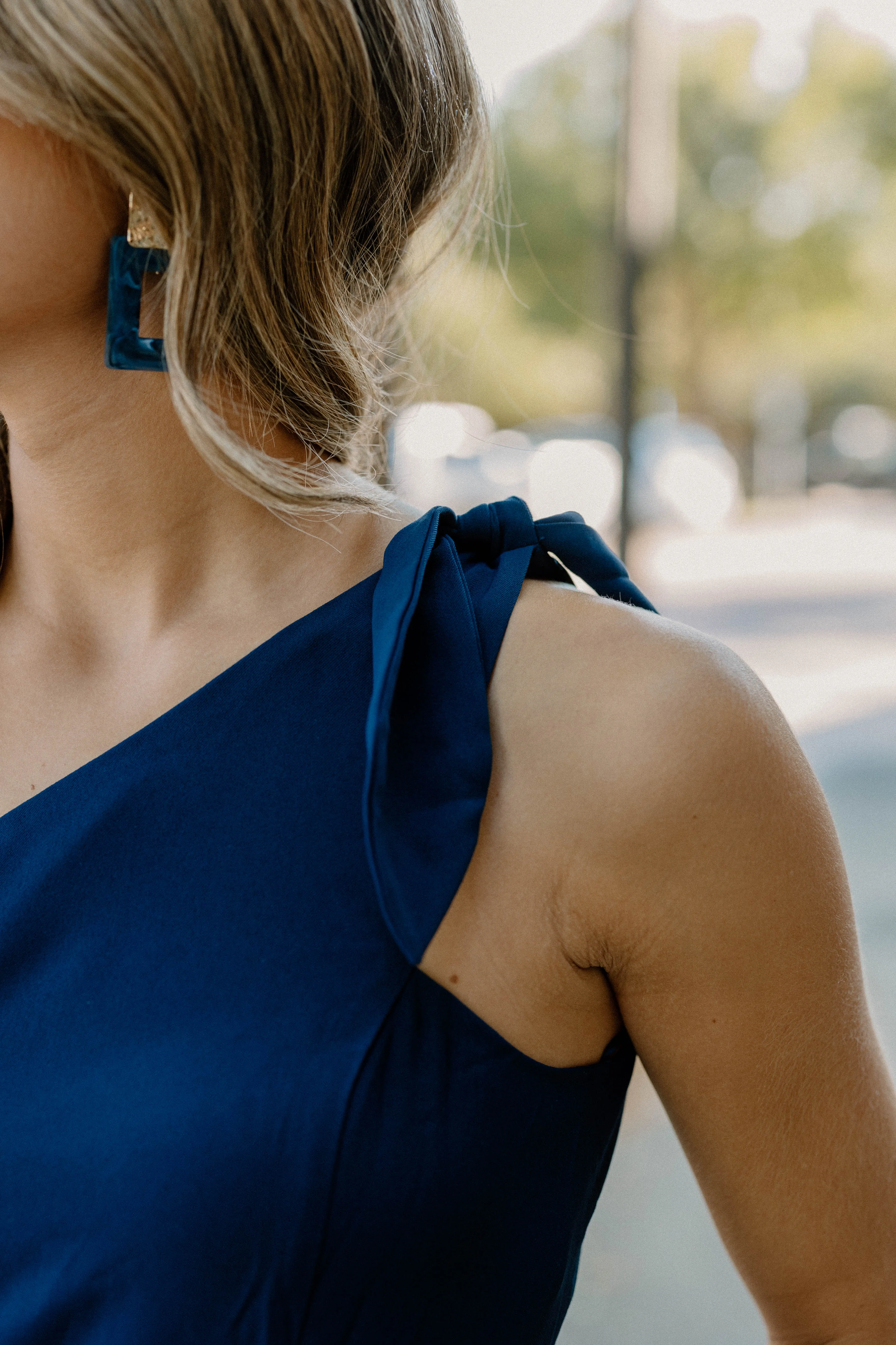 Brooke One Shoulder Romper in Navy
