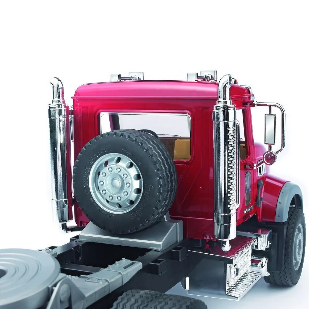 Bruder MACK Granite Truck with Low Loader and JCB 4CX Backhoe Loader