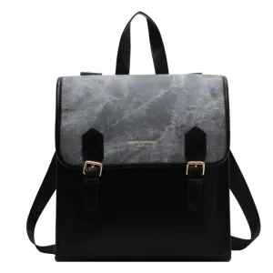 Buckles Leather Flap Backpack