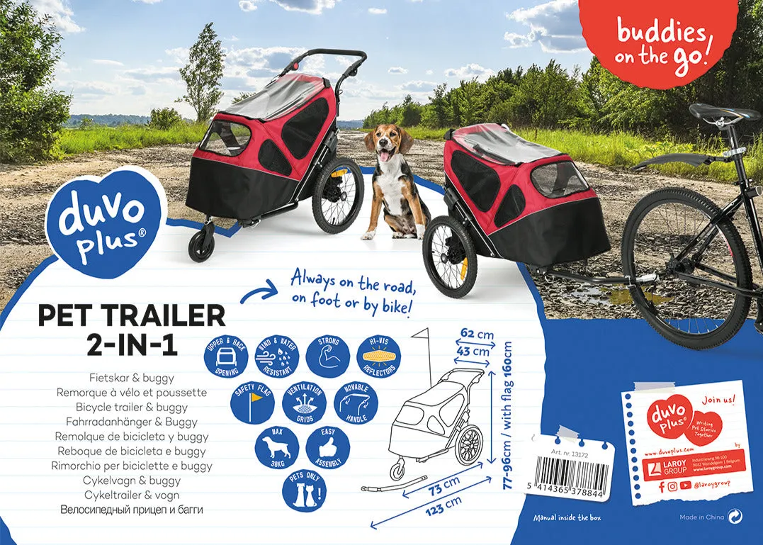 Buddies on the Go! Pet Trailer 2-in-1 | Supports Up To 30kg