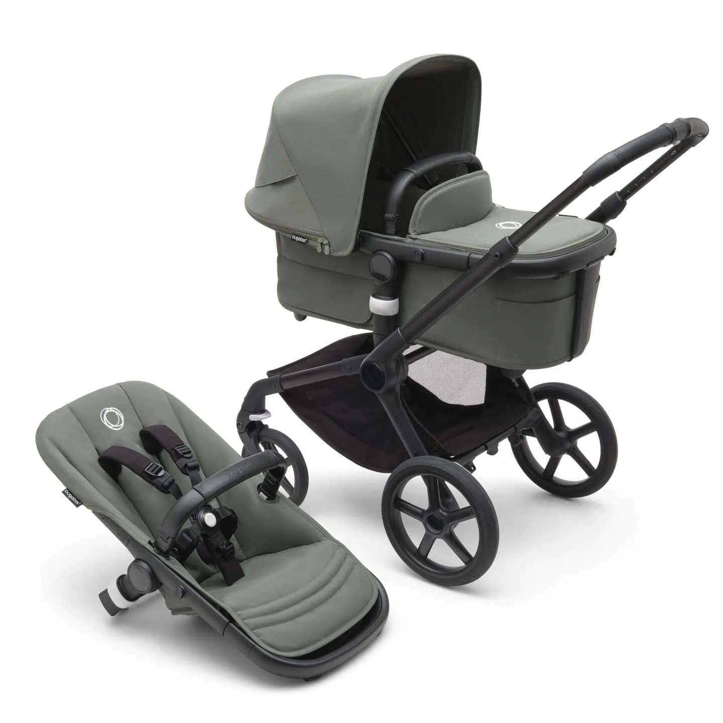 Bugaboo Fox 5, Cloud T and Base Travel System - Black/Forest Green
