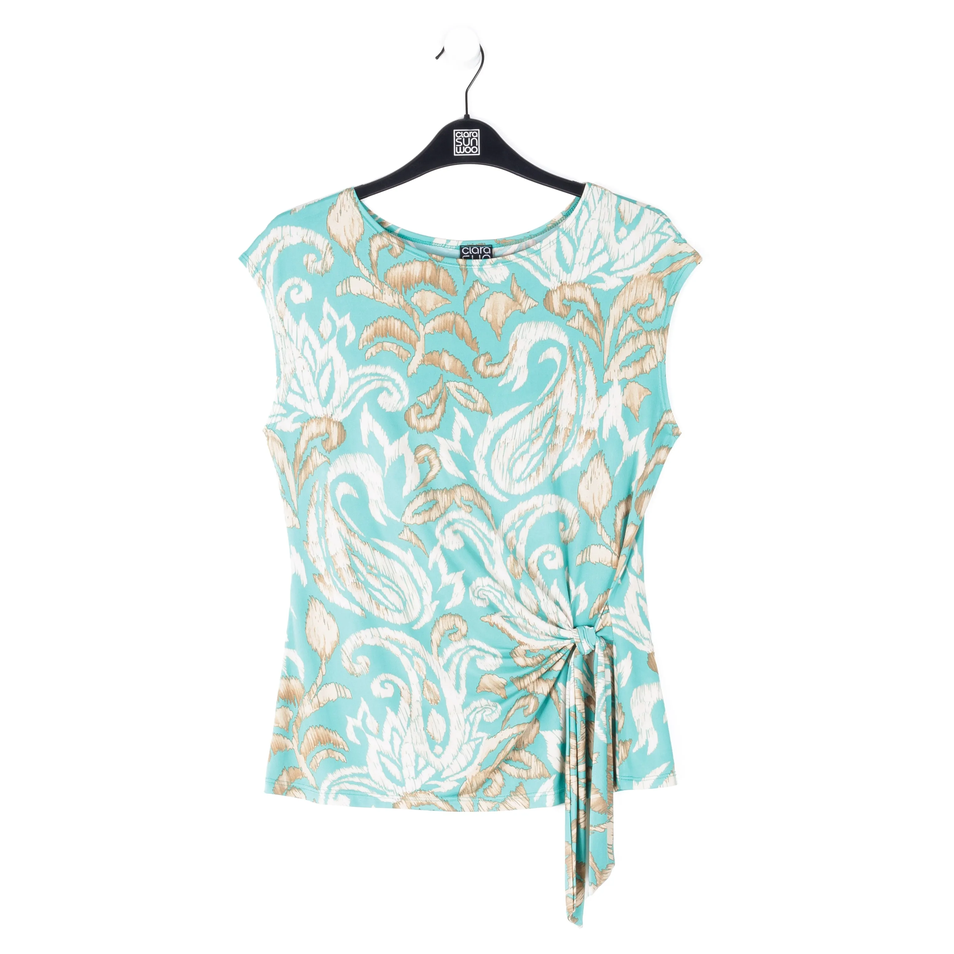 Butter Knit - Cap Sleeve Side Tie Top - Paisley Lotus-Turquoise - Final Sale!