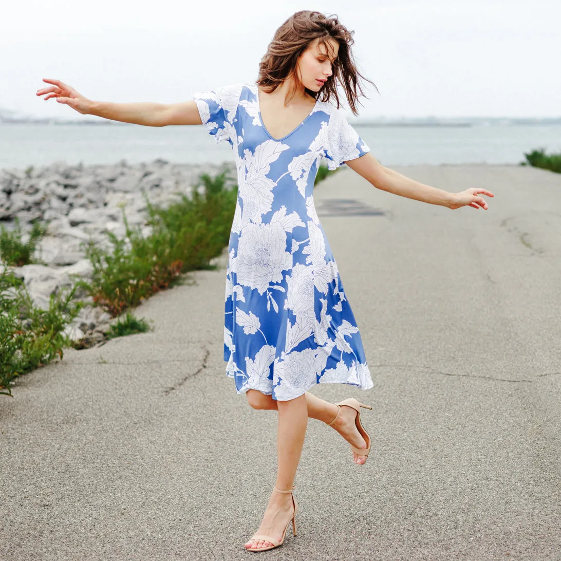 Butter Knit - Flutter Sleeve A-Line Midi Dress - Mum Sketch