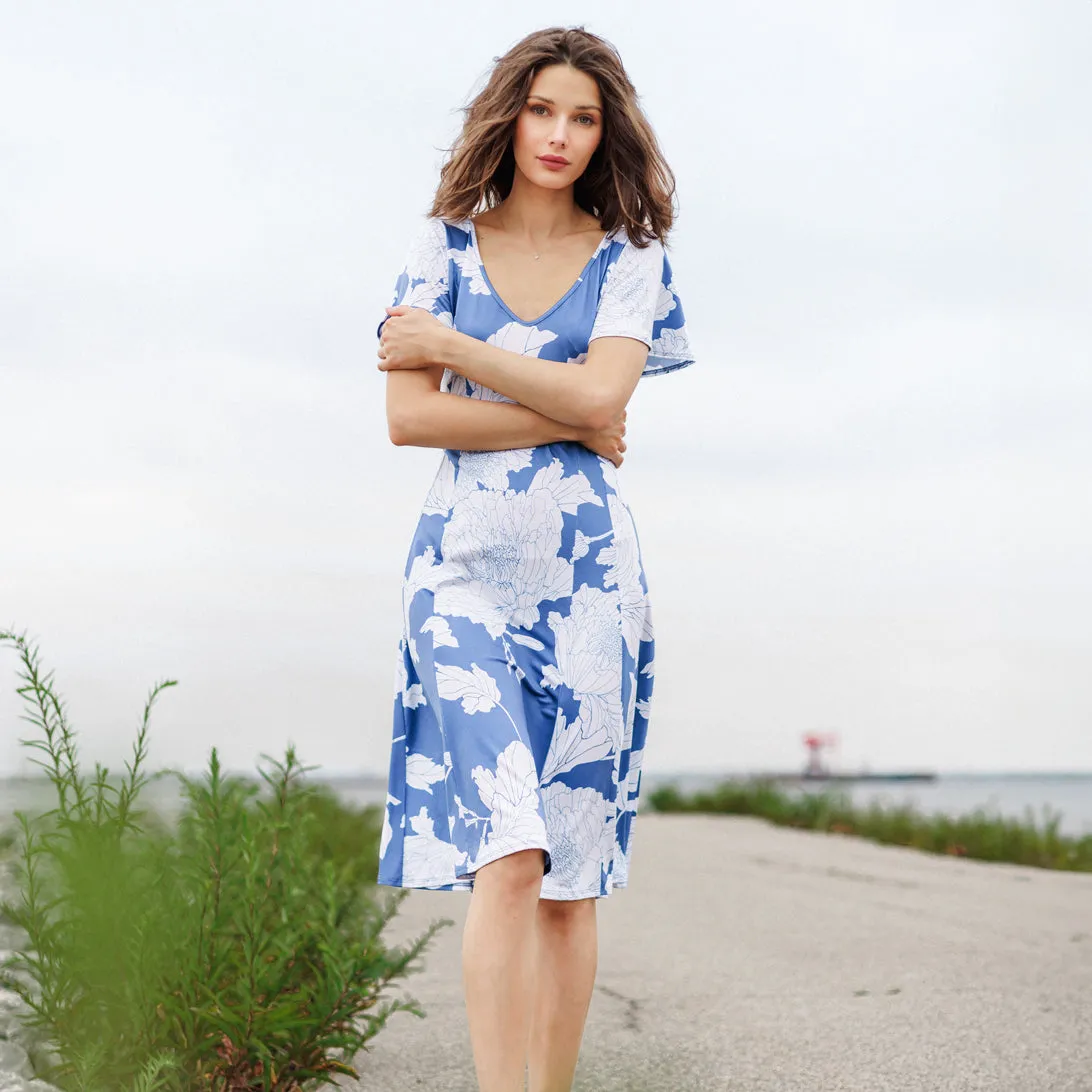 Butter Knit - Flutter Sleeve A-Line Midi Dress - Mum Sketch
