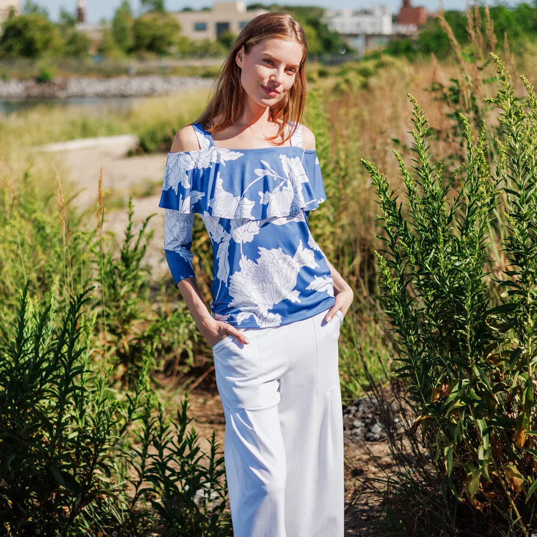 Butter Knit - Open Shoulder Ruffle Top - Mum Sketch
