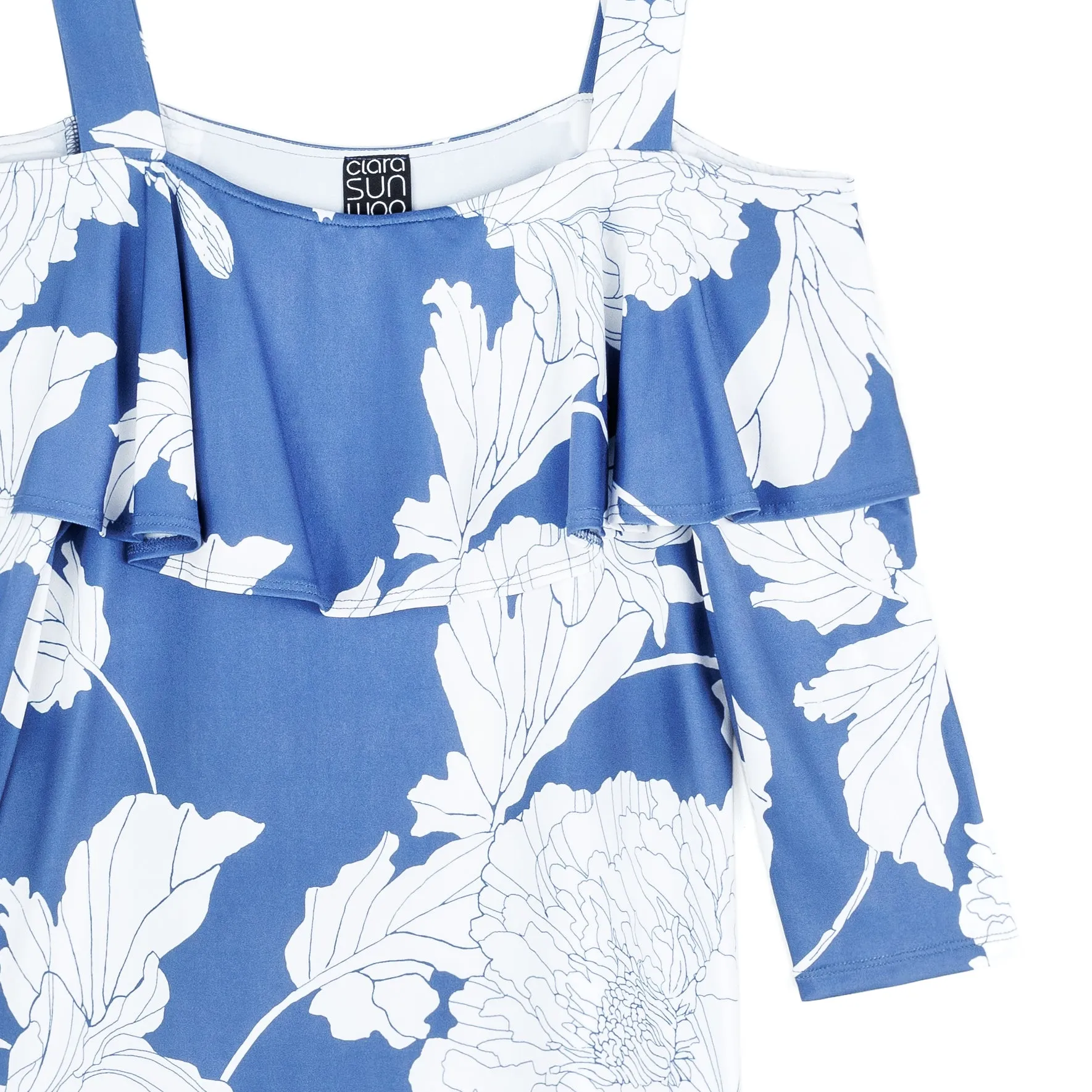 Butter Knit - Open Shoulder Ruffle Top - Mum Sketch