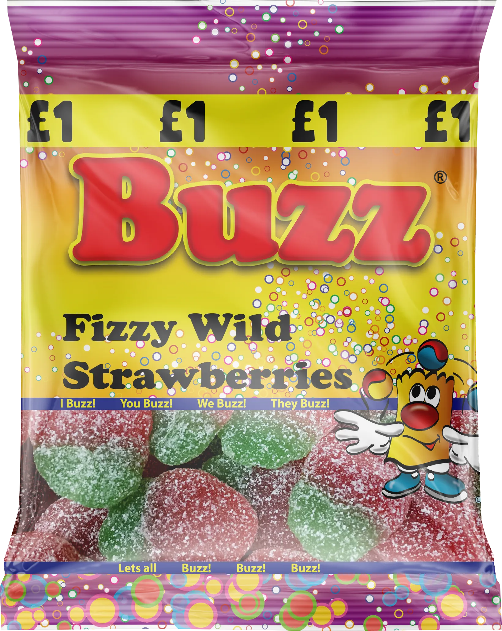 Buzz Sweets Fizzy Wild Strawberries | Share Pack