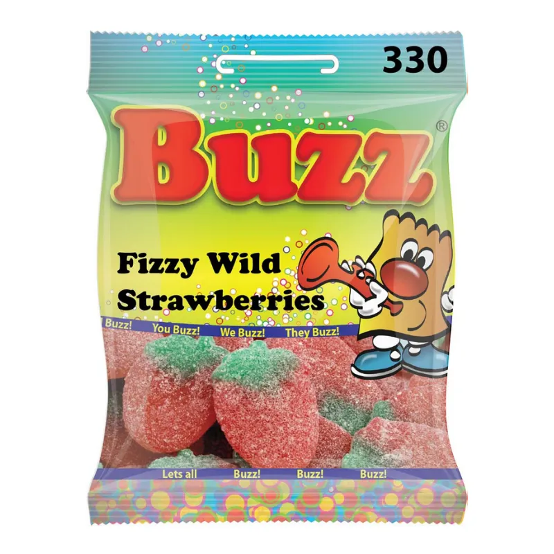 Buzz Sweets Fizzy Wild Strawberries | Share Pack