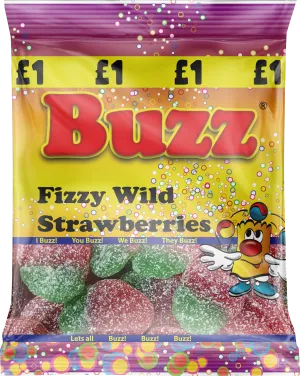 Buzz Sweets Fizzy Wild Strawberries | Share Pack