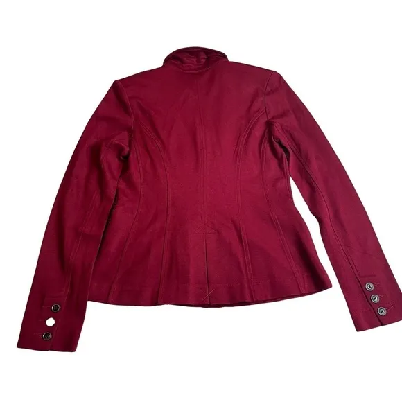 Cabi Rhubarb Military Red Ponte Knit Asymmetrical Outing Blazer Jacket 2