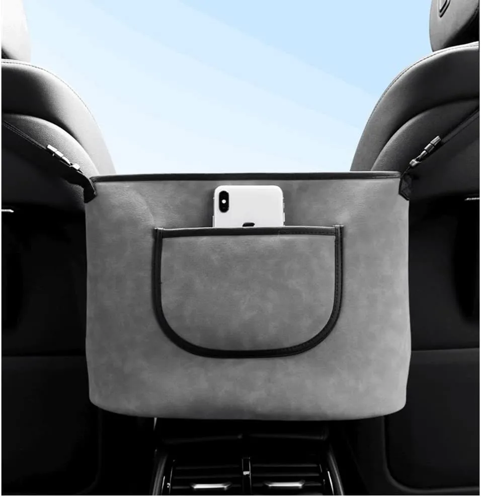 Car Handbag Holder Between Seats Suede Large Capacity Car Purse Holder Automotive Consoles & Organizers for Document Phone Storage Universal Fit for All Cars