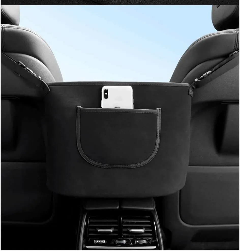 Car Handbag Holder Between Seats Suede Large Capacity Car Purse Holder Automotive Consoles & Organizers for Document Phone Storage Universal Fit for All Cars