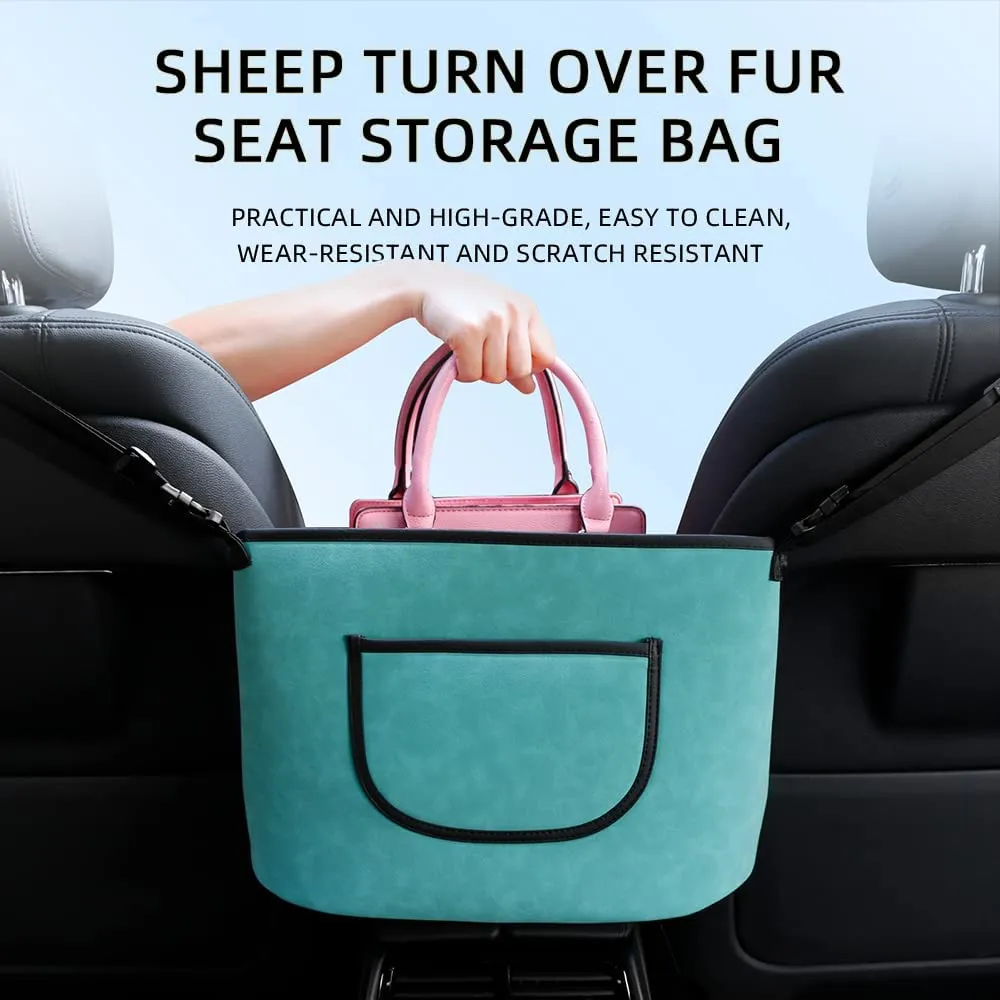 Car Handbag Holder Between Seats Suede Large Capacity Car Purse Holder Automotive Consoles & Organizers for Document Phone Storage Universal Fit for All Cars