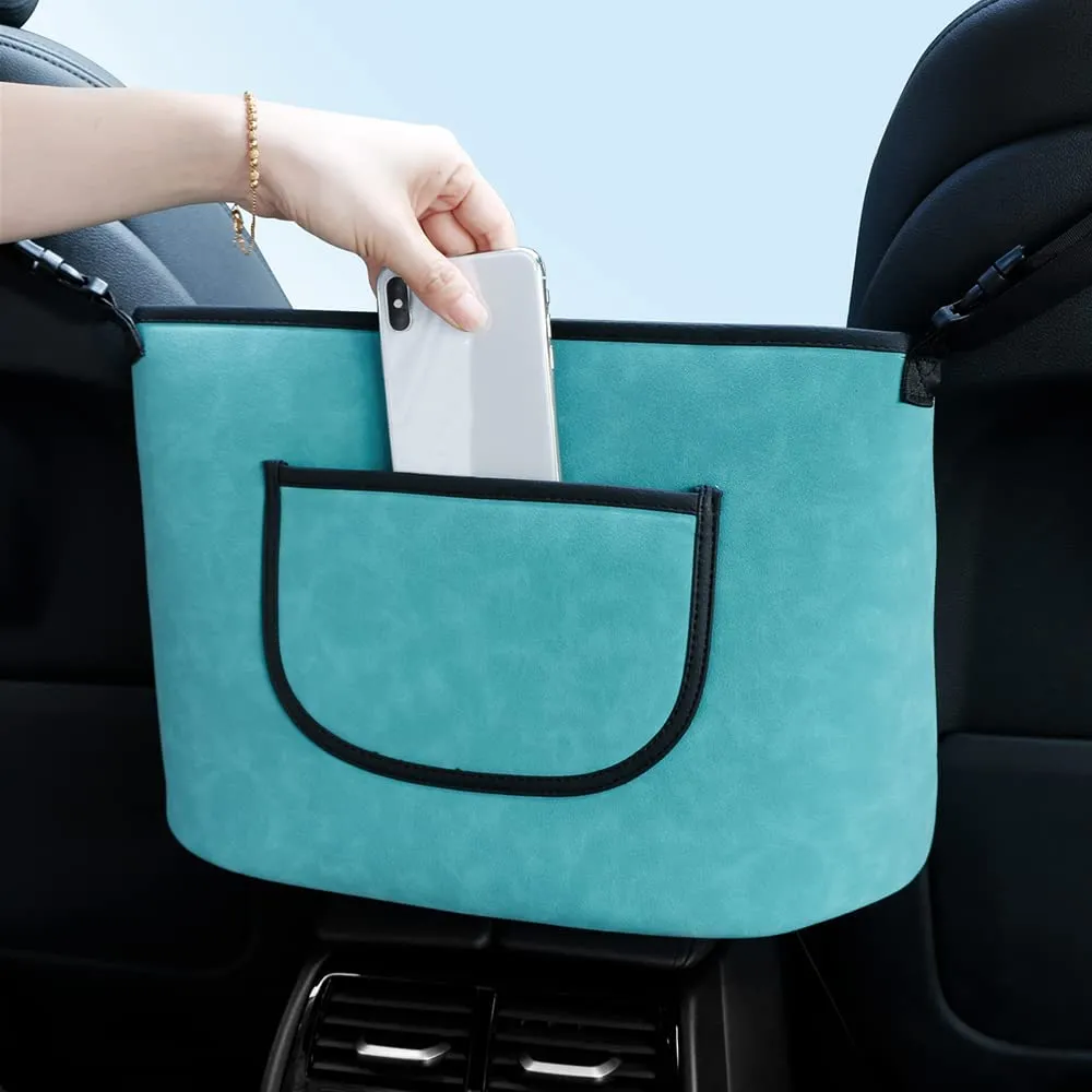 Car Handbag Holder Between Seats Suede Large Capacity Car Purse Holder Automotive Consoles & Organizers for Document Phone Storage Universal Fit for All Cars