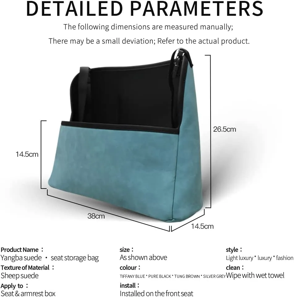Car Handbag Holder Between Seats Suede Large Capacity Car Purse Holder Automotive Consoles & Organizers for Document Phone Storage Universal Fit for All Cars