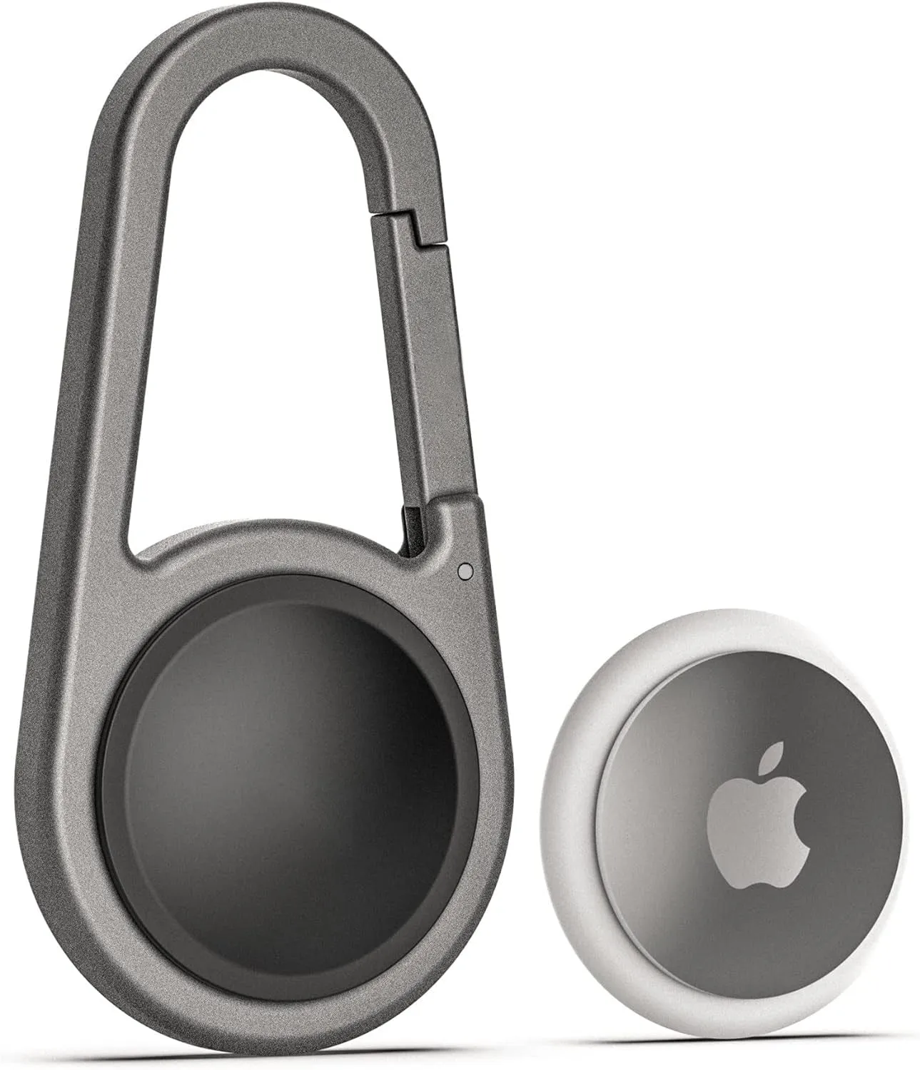 Carabiner AirTag Holder with Keychain - Ultra Durable Shockproof/Waterproof Case with Spring-Loaded Clip (Designed for Apple AirTag) (Aluminum)