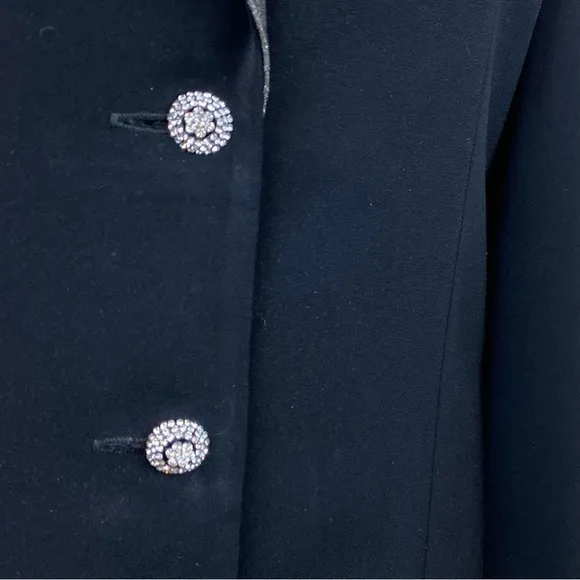 Caramia Vintage Jacket Blazer Black Rhinestones Silver Metallic Lapels Size 16