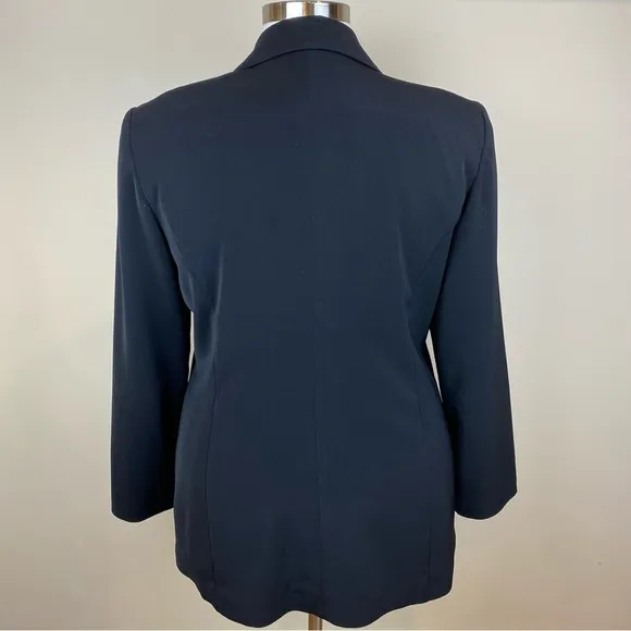 Caramia Vintage Jacket Blazer Black Rhinestones Silver Metallic Lapels Size 16