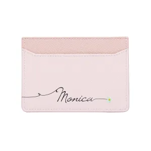 Card Holder - Pink Saffiano Leather - (Signature, Daisy)