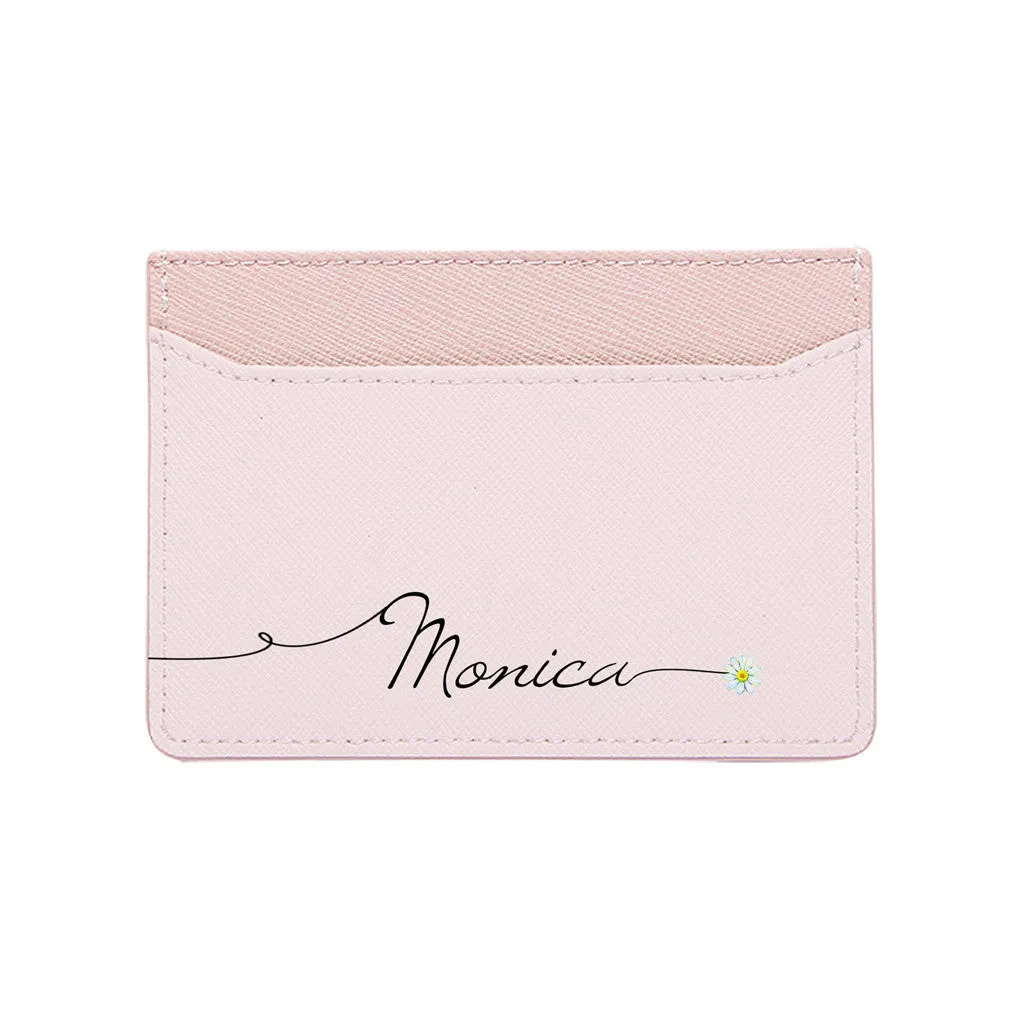 Card Holder - Pink Saffiano Leather - (Signature, Daisy)