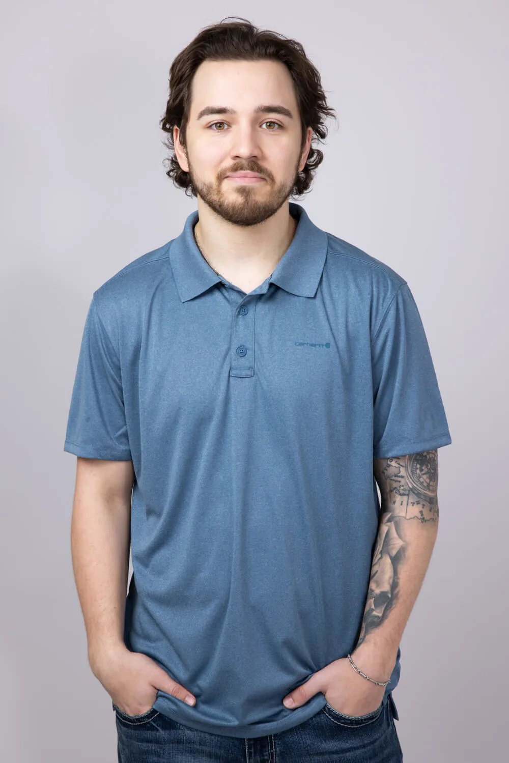 Carhartt Force Pocket Polo for Men in Blue | 106901-HK9-STRMBLU