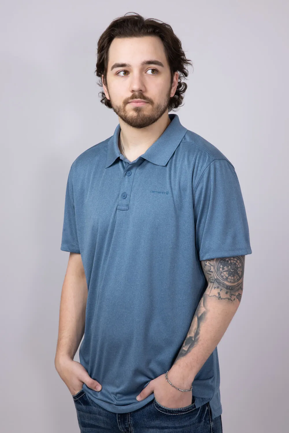 Carhartt Force Pocket Polo for Men in Blue | 106901-HK9-STRMBLU