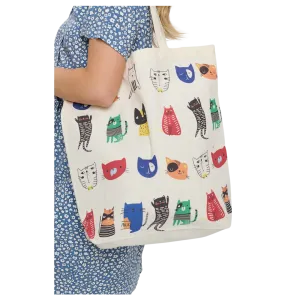 Cartoon Cats Print Tote Bags