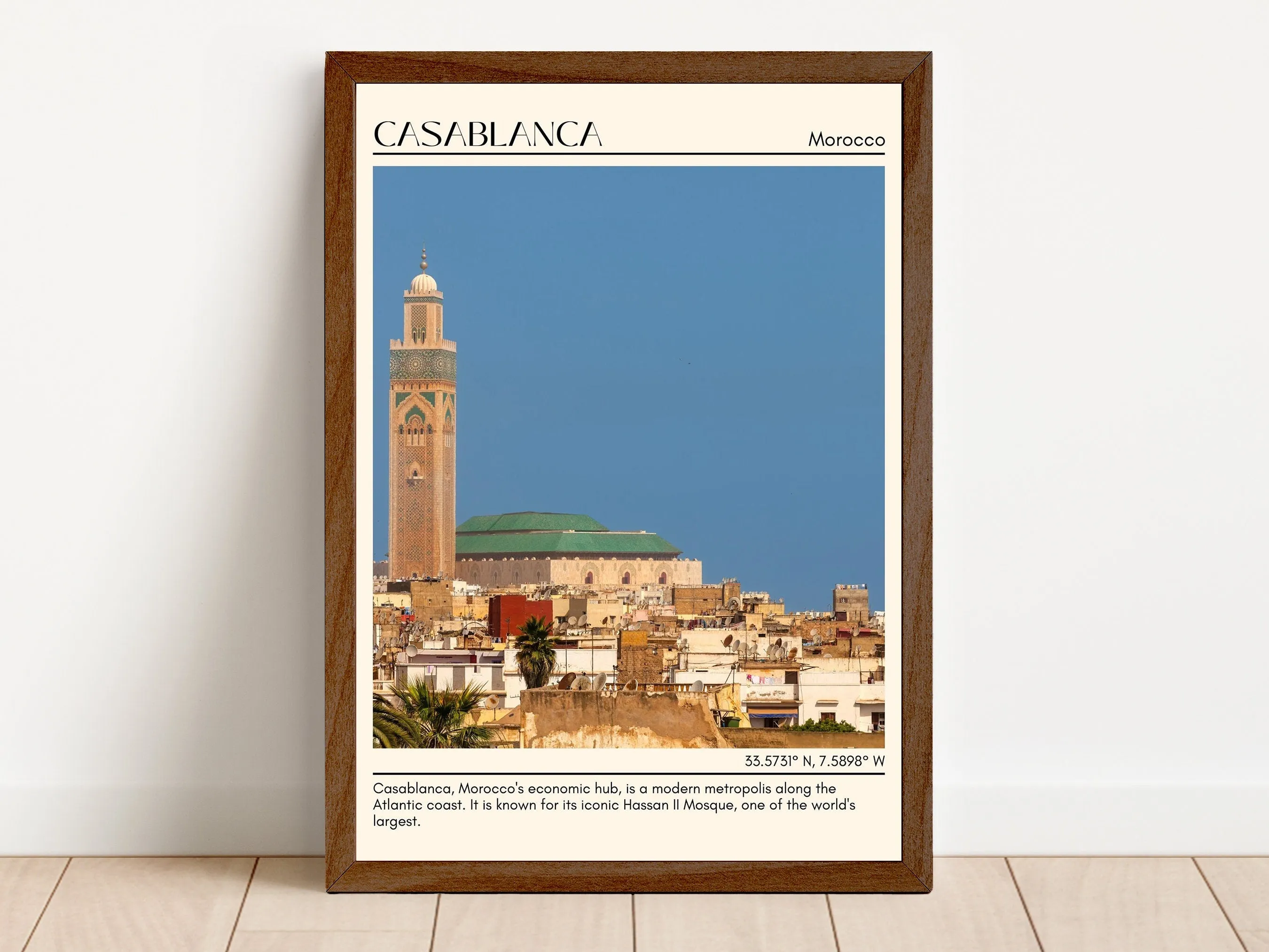 Casablanca Minimal Wall Art, Morocco