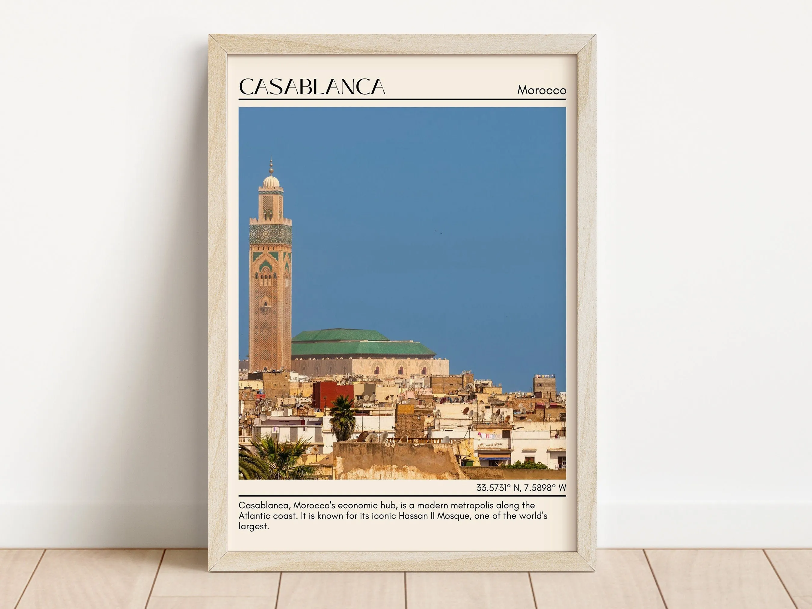 Casablanca Minimal Wall Art, Morocco