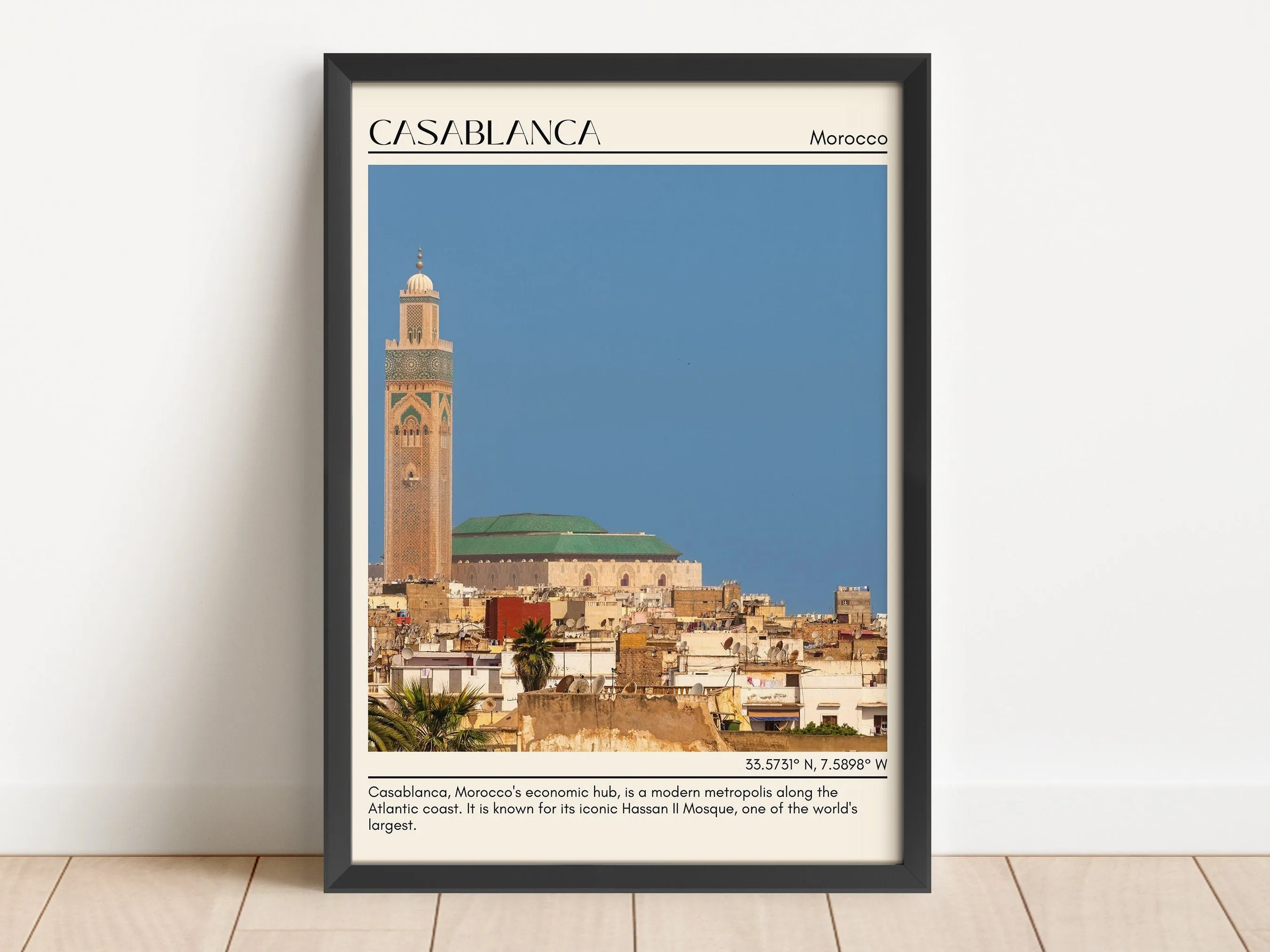 Casablanca Minimal Wall Art, Morocco