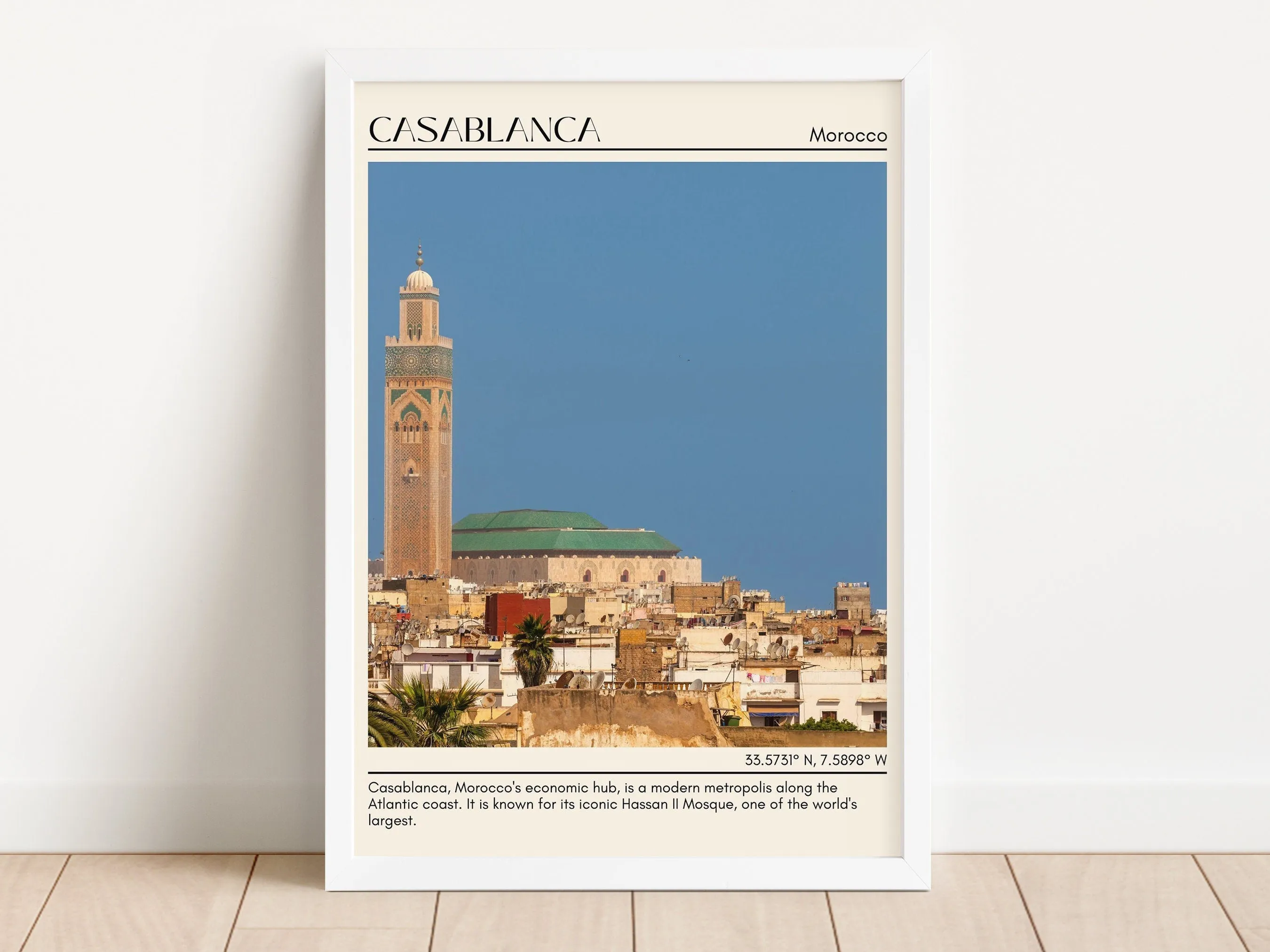Casablanca Minimal Wall Art, Morocco