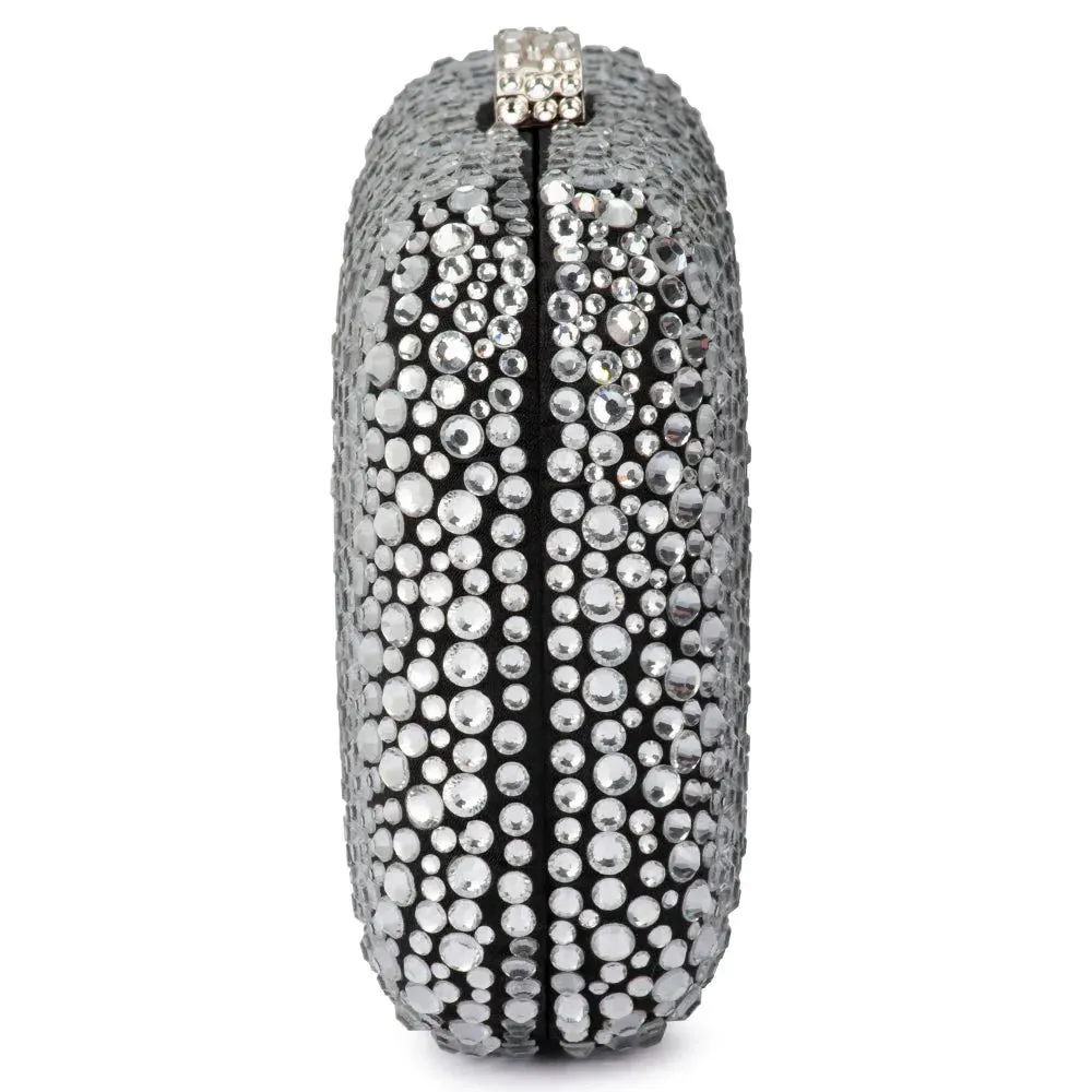 Casey Hot Fix Encrusted Clutch - Black Silver