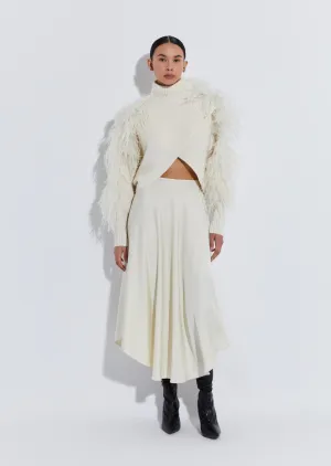 Cashmere Crossover Sweater With Feathers