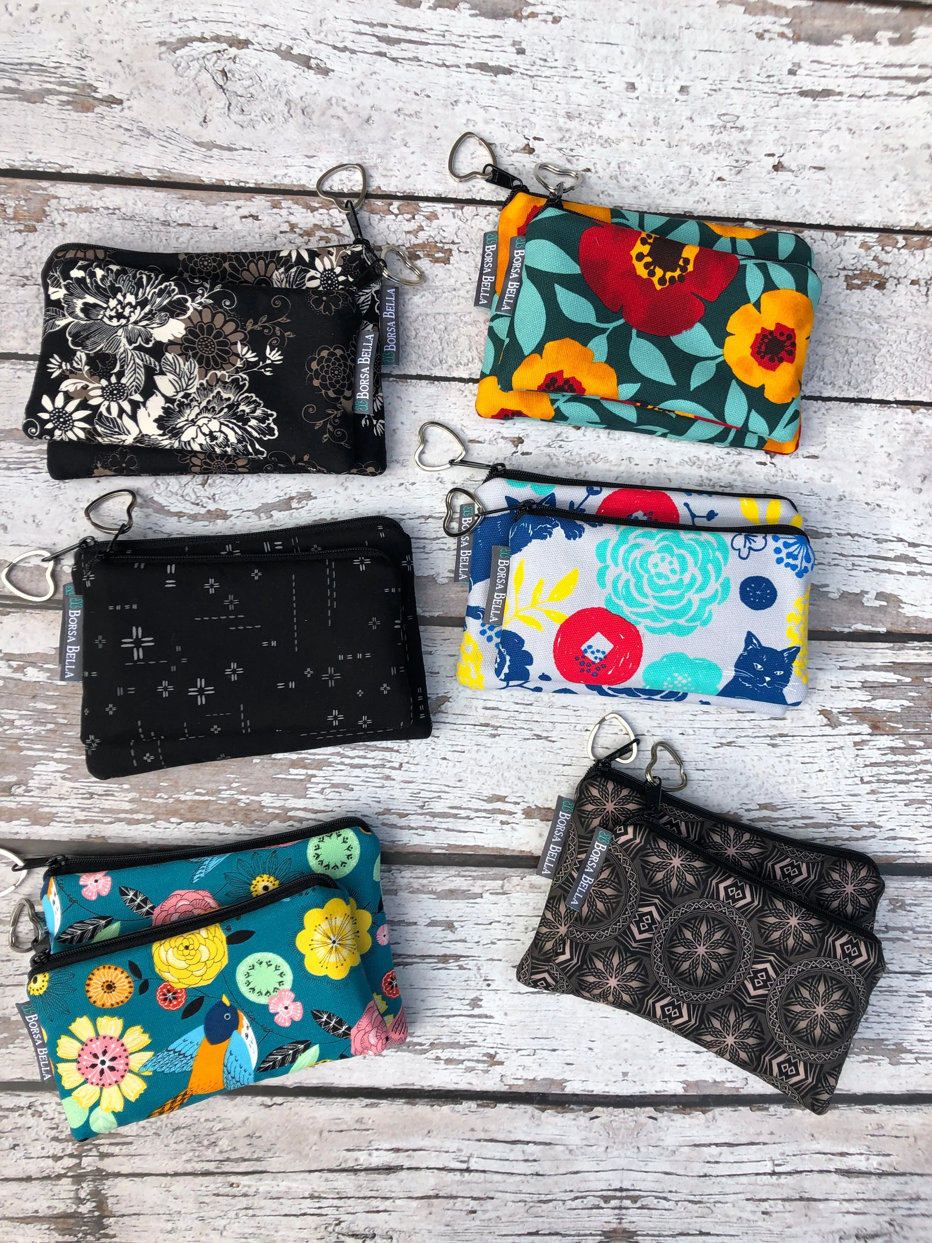 Catch All Zippered Pouch - Cats on Gray Fabric