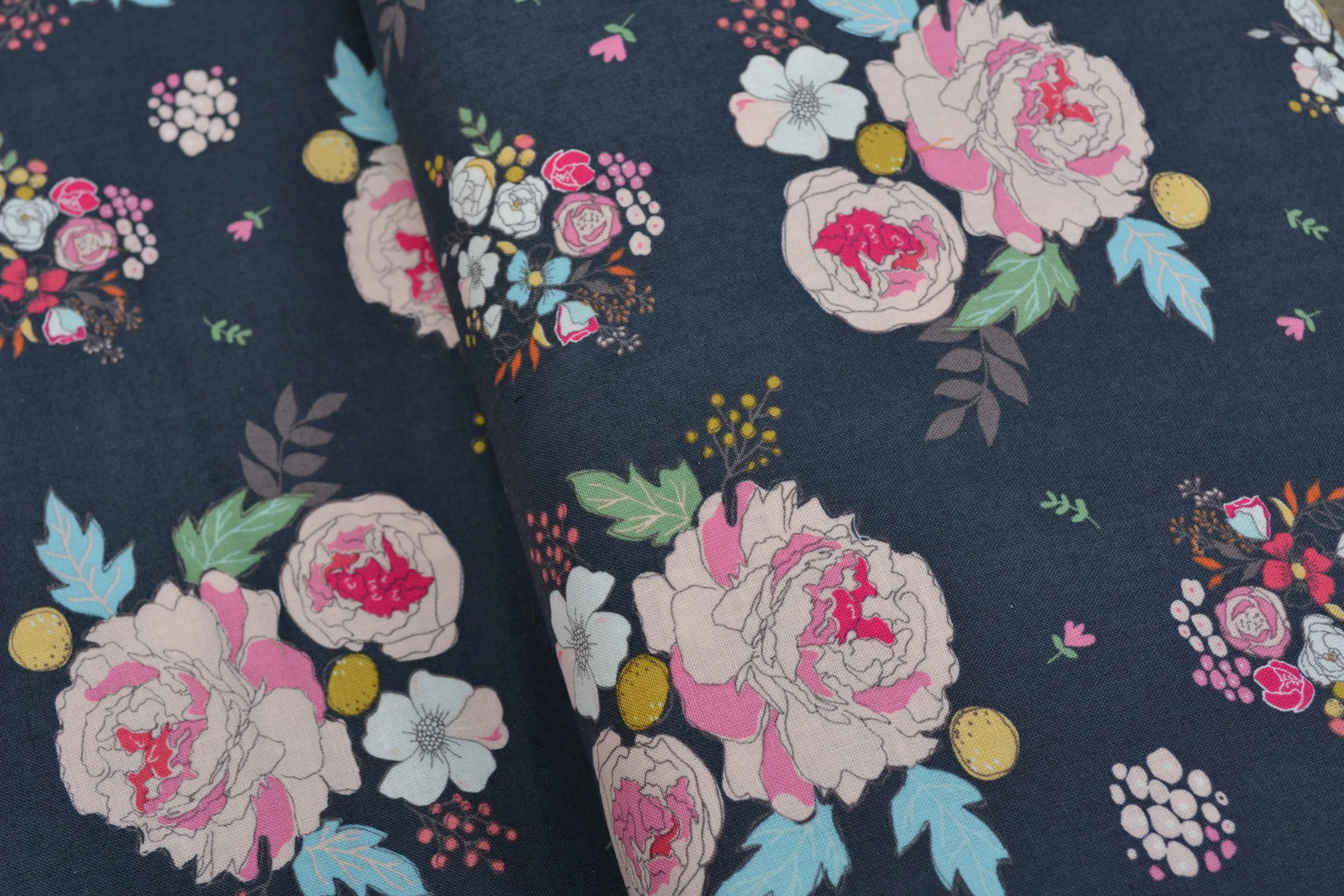 Catch All Zippered Pouch - Slate Gray Floral Fabric