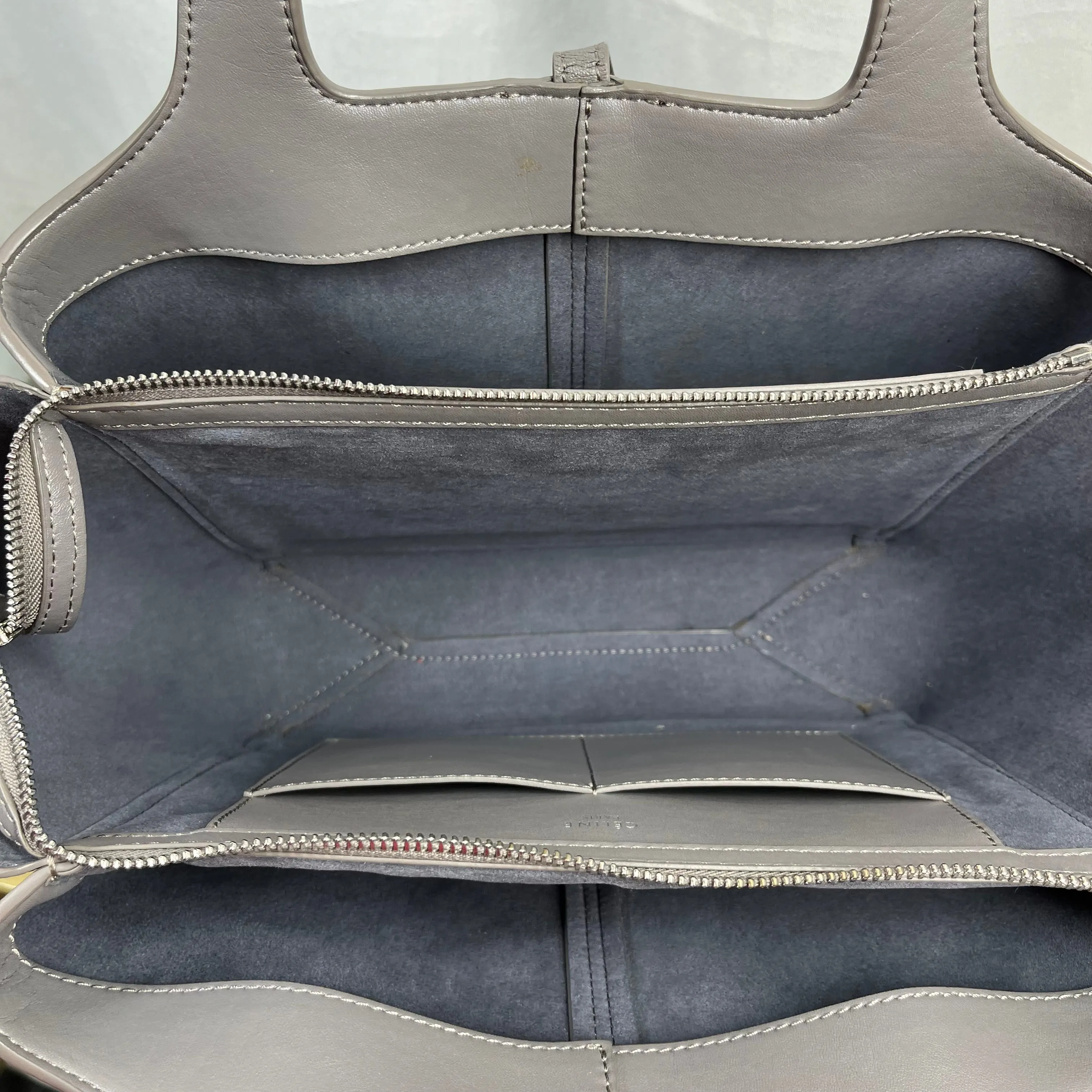 CELINE Tri-fold Medium Grey Shoulder Bag