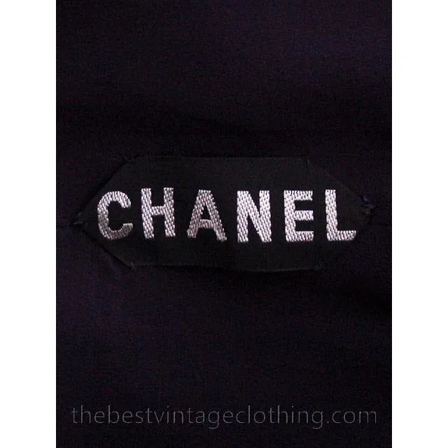 Chanel Couture Vintage Cocktail Dress Deep Blue Backless Sexy Small
