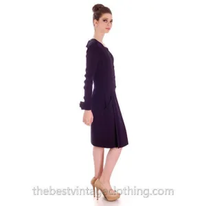 Chanel Couture Vintage Cocktail Dress Deep Blue Backless Sexy Small