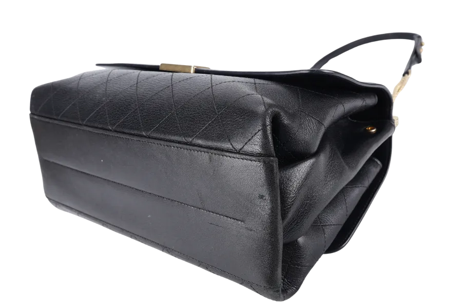 CHANEL STITCHED LAMBSKIN COCO LUXE MEDIUM FLAP BAG BLACK GOLD HARDWARE WITH CARD NO DUST COVER