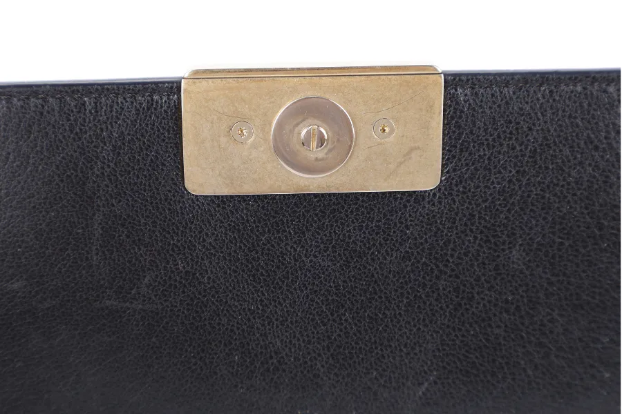 CHANEL STITCHED LAMBSKIN COCO LUXE MEDIUM FLAP BAG BLACK GOLD HARDWARE WITH CARD NO DUST COVER