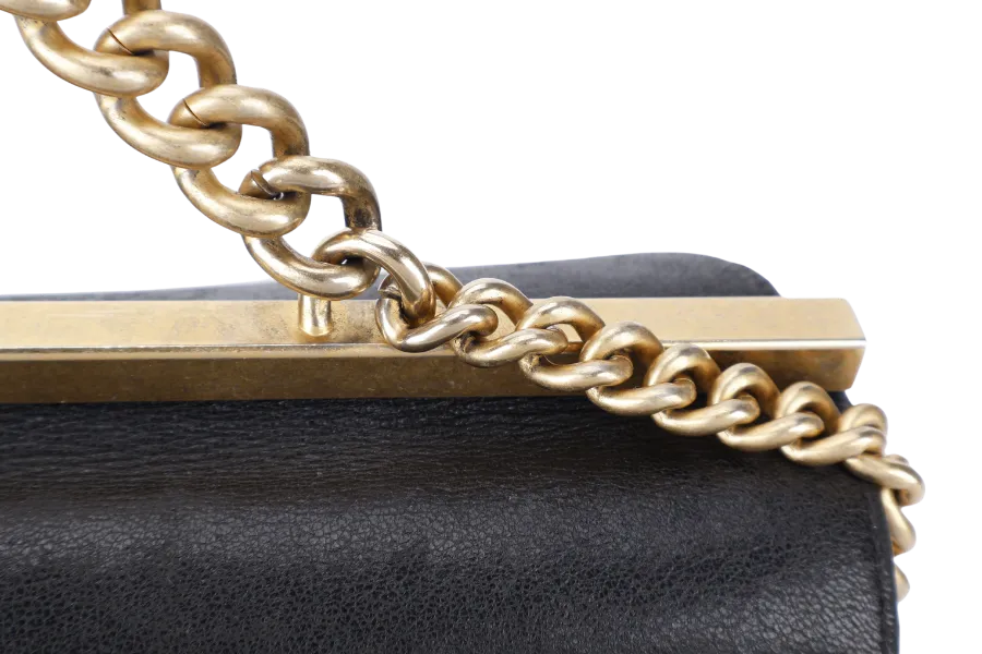 CHANEL STITCHED LAMBSKIN COCO LUXE MEDIUM FLAP BAG BLACK GOLD HARDWARE WITH CARD NO DUST COVER