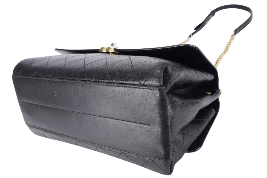 CHANEL STITCHED LAMBSKIN COCO LUXE MEDIUM FLAP BAG BLACK GOLD HARDWARE WITH CARD NO DUST COVER