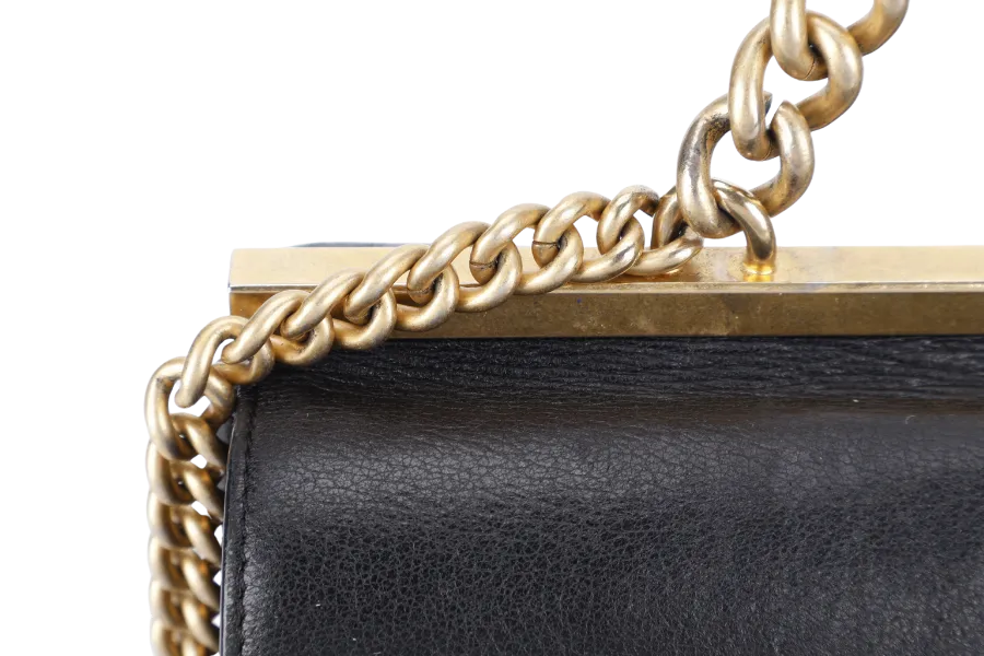 CHANEL STITCHED LAMBSKIN COCO LUXE MEDIUM FLAP BAG BLACK GOLD HARDWARE WITH CARD NO DUST COVER