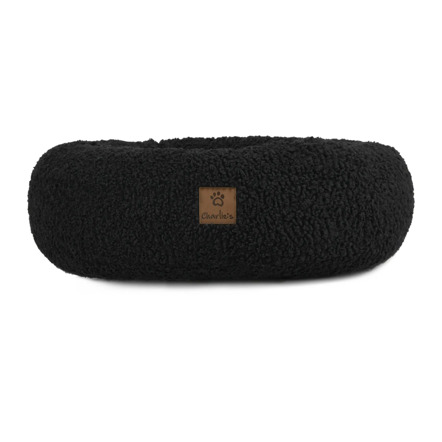 Charlie's Teddy Fleece Round Calming Dog Bed Charcoal Small