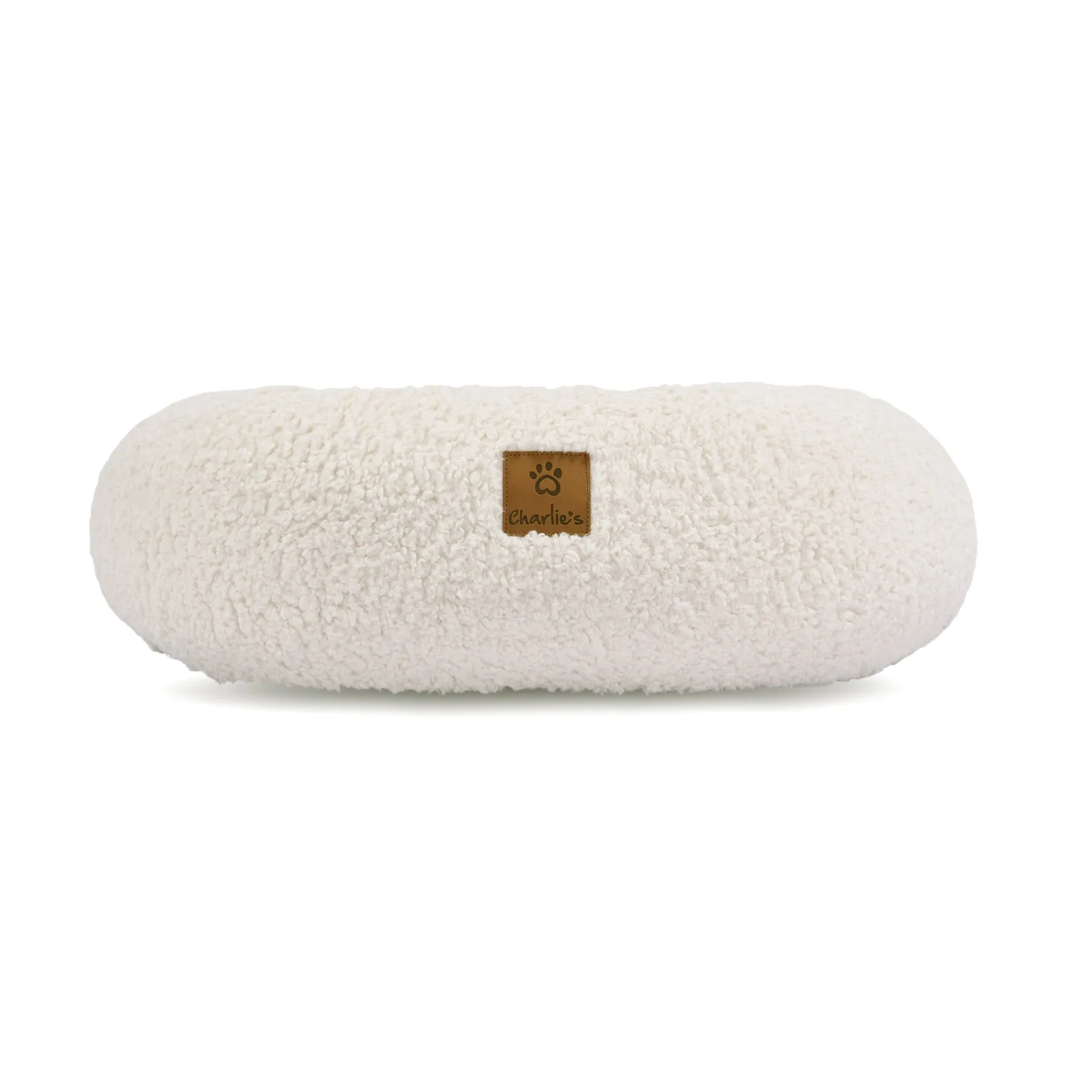 Charlie's Teddy Fleece Round Calming Dog Bed Cream Small
