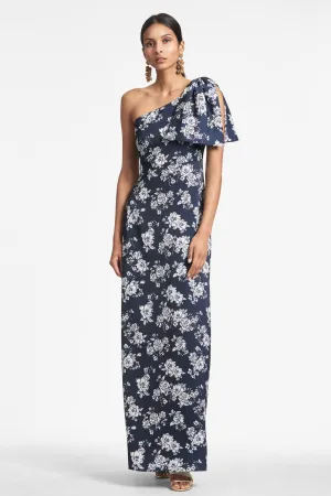 Chelsea Gown - Navy & Ivory Peony - Final Sale